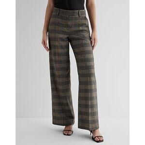 NWT Express Editor Relaxed Mid Rise Trouser Gray Plaid Shimmer Dress Pants 8 L